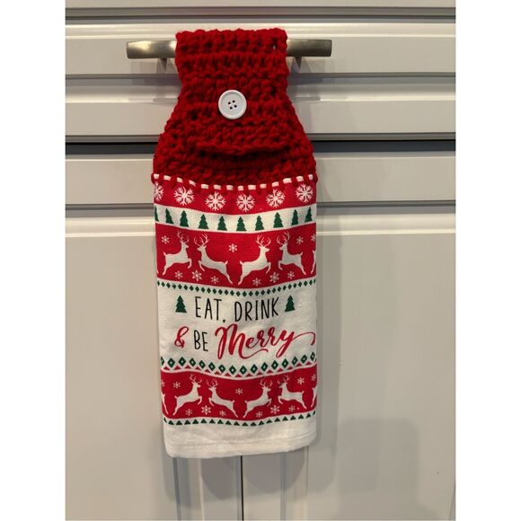 handmade Other - Crochet Top Kitchen towel-Eat drink and be merry